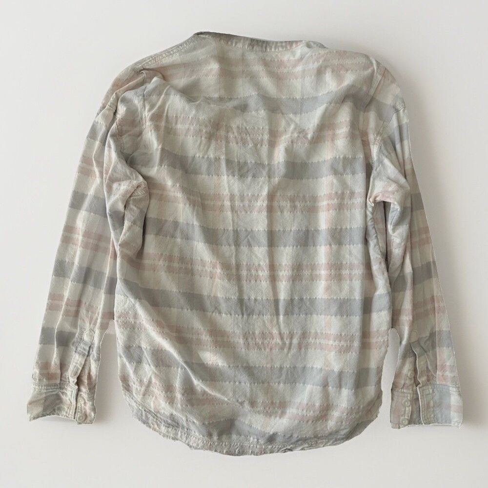 free people loveland button up shirt women's 80s pastel plaid oversized medium - Picture 3 of 8
